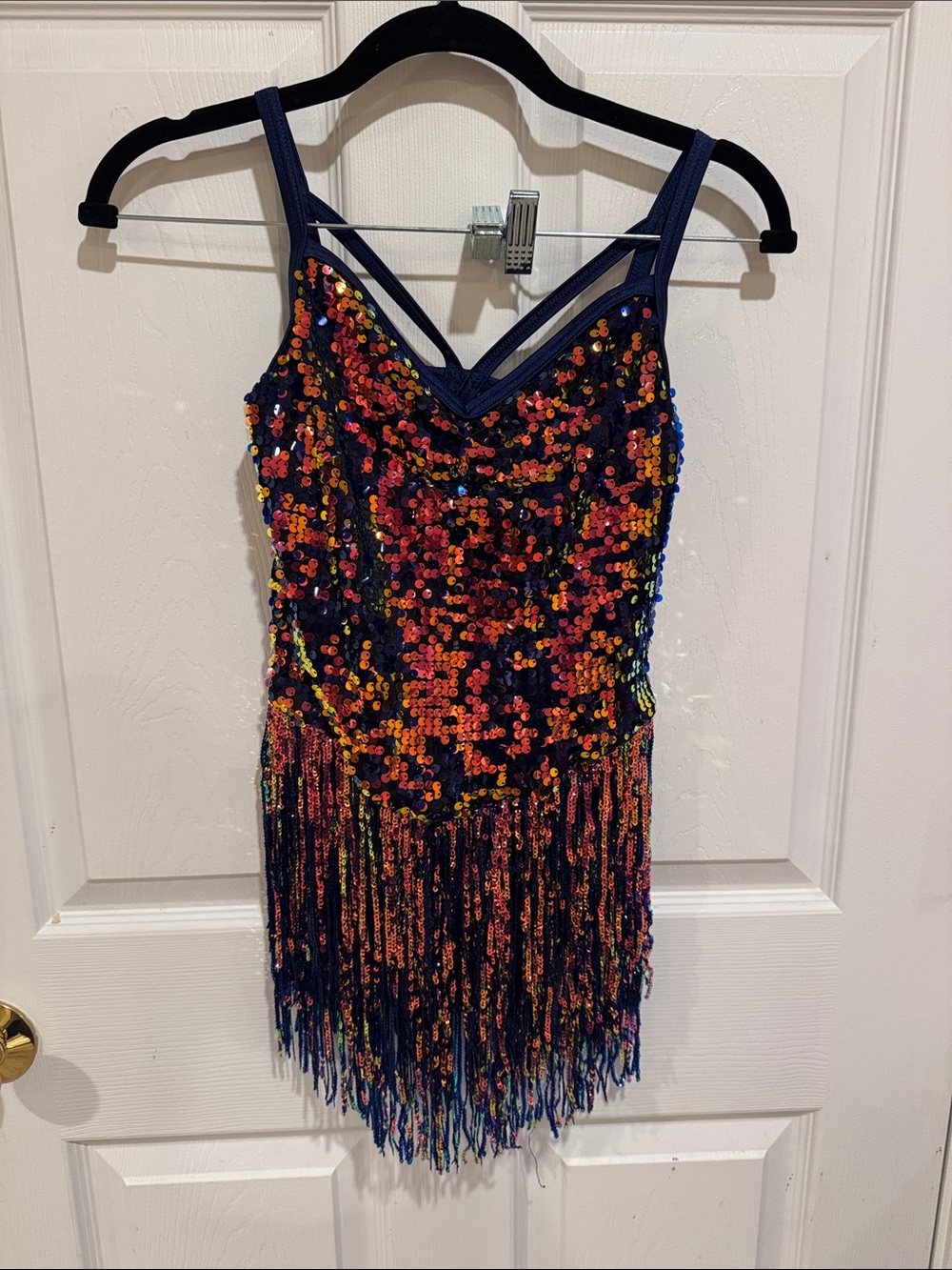 Weissman “Just One Dance” Adult XS blue sequin/fringe jazz costume - Picture 3 of 4
